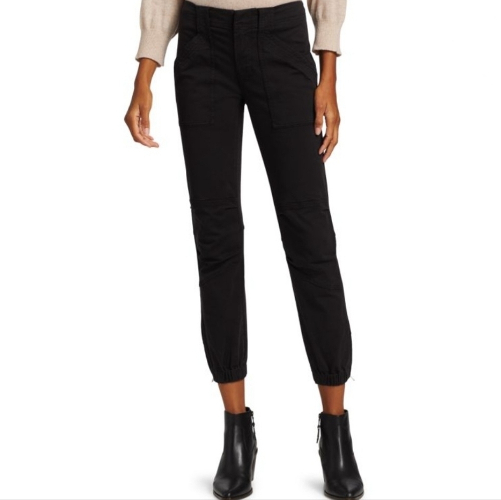 Frame Organic Cotton Utility Banded Zip Ankle Overdye Black Casual Pants Wmn 29